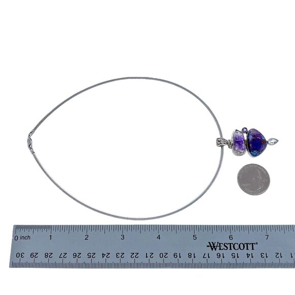Sterling Silver Purple Turquoise Amethyst Hinged Pendant ONLY - Picture 4 of 4